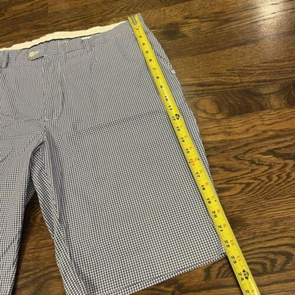 Polo Ralph Lauren Shorts Straight Fit Gingham Check Blue White 40 (measures 38) - Picture 2 of 4